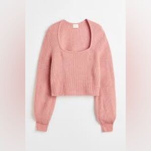 H&M Blush Ribbed Scoop Neck Sweater